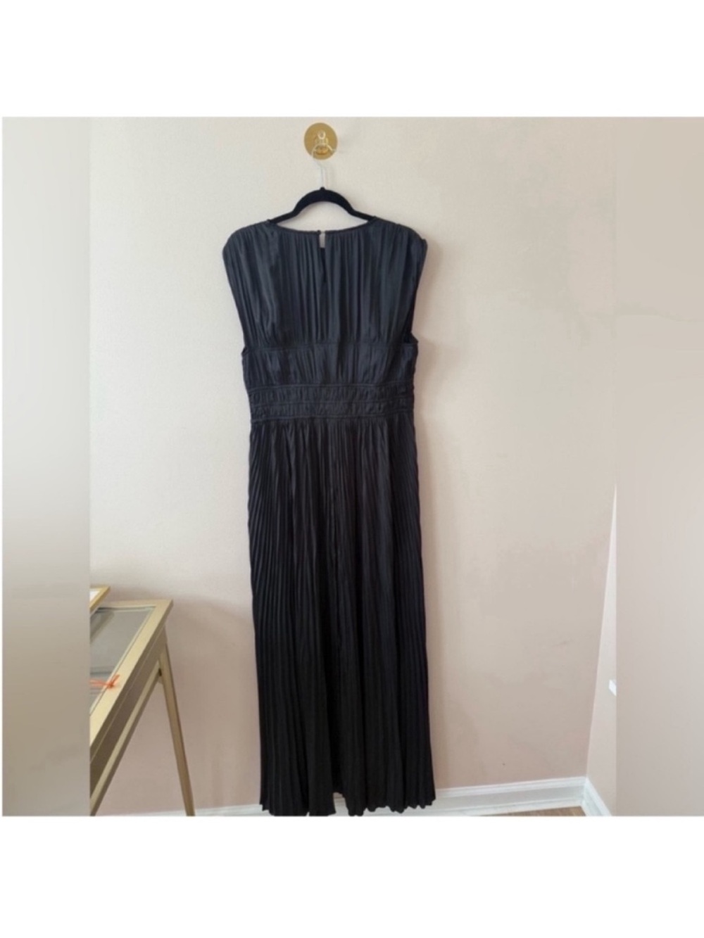 Ulla Johnson Delia plissé Black satin gown dress NWT size 10 - Picture 11 of 11